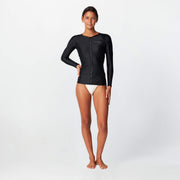 Women's Bahia Front Zip Long Sleeve Rash Vest - Black