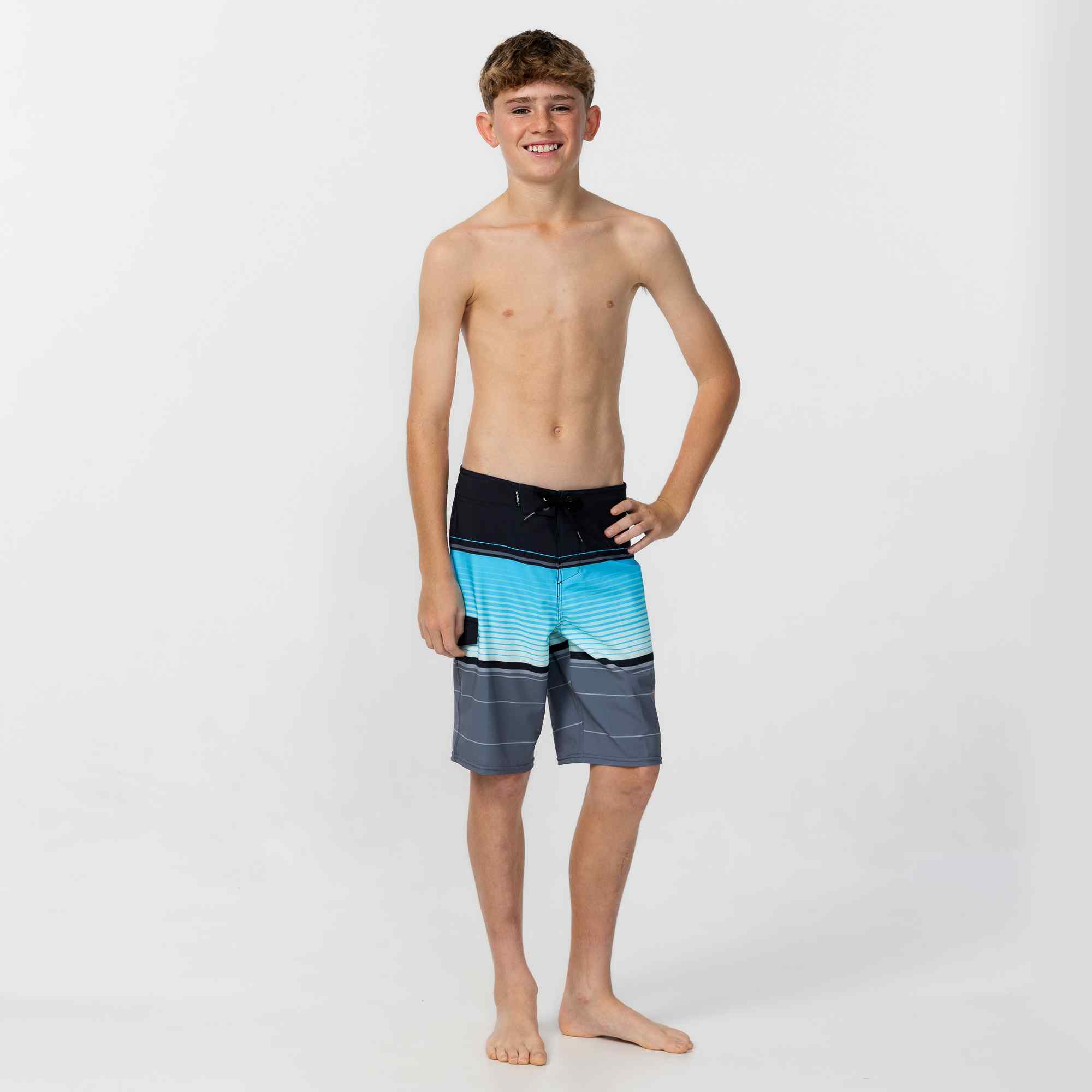 Boy's Lennox Stripe 18 Boardshorts - Black