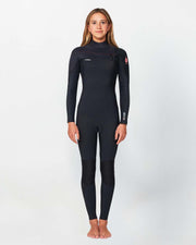 Girl's HyperFire 4/3mm Steamer Chest Zip Wetsuit - Black