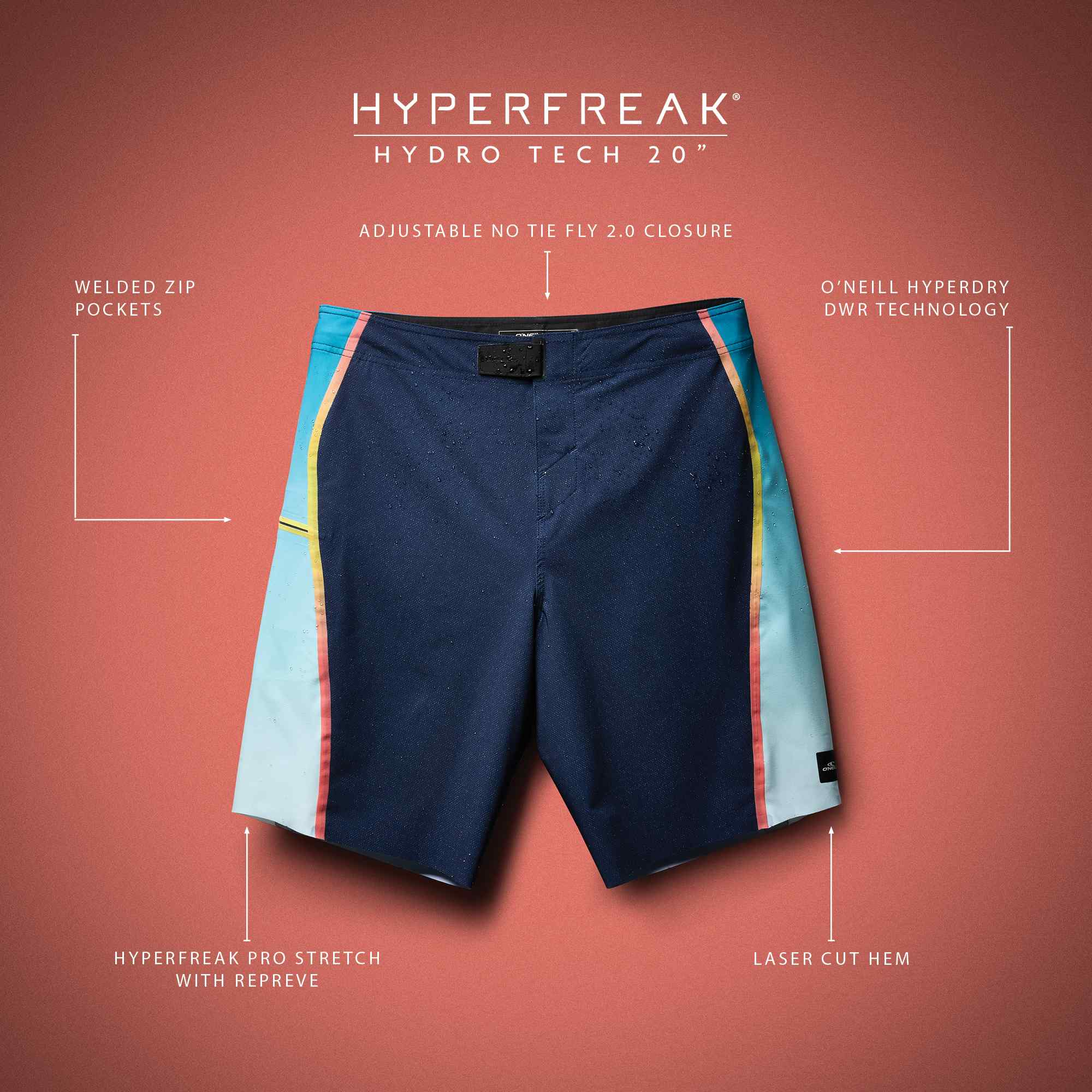 HyperFreak Hydro Tech 20" Boardshort - Navy
