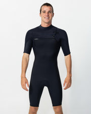 HyperFreak Short Sleeve Springsuit 2mm Chest Zip Wetsuit - Black