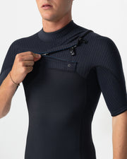 HyperFreak Short Sleeve Springsuit 2mm Chest Zip Wetsuit - Black