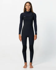 Girl's HyperFreak 3/2+ Steamer Chest Zip Wetsuit - Black