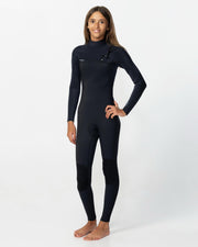 Girl's HyperFreak 3/2+ Steamer Chest Zip Wetsuit - Black
