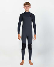 Boy's HyperFire 4/3mm Steamer Chest Zip Wetsuit - Gunmetal