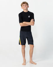 Kid's Thermo Short Sleeve Crew Rash Vest - Black