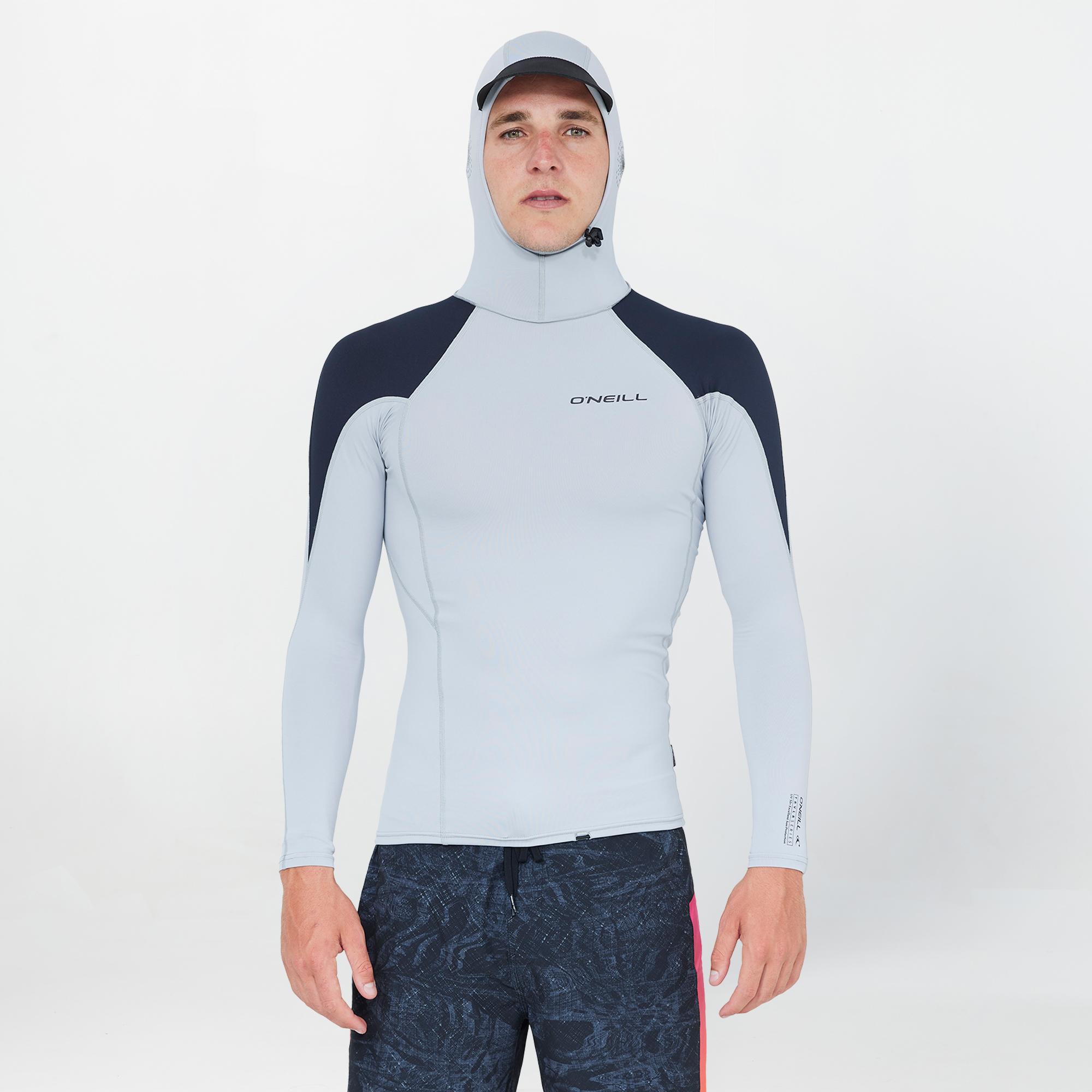 Men's TRVLR Long Sleeve Hooded Rash Vest - Cool Grey