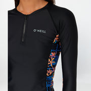 Women's Bahia 1/4 Zip Long Sleeve Rash Vest - Tropic Texta