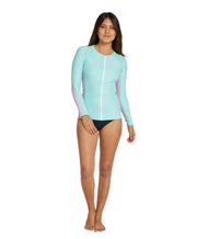Women's Bahia Front Zip Long Sleeve Rash Vest - Lagoon