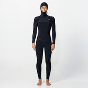 Women's HyperFire X 5/4mm Hooded Steamer Chest Zip Wetsuit - Black