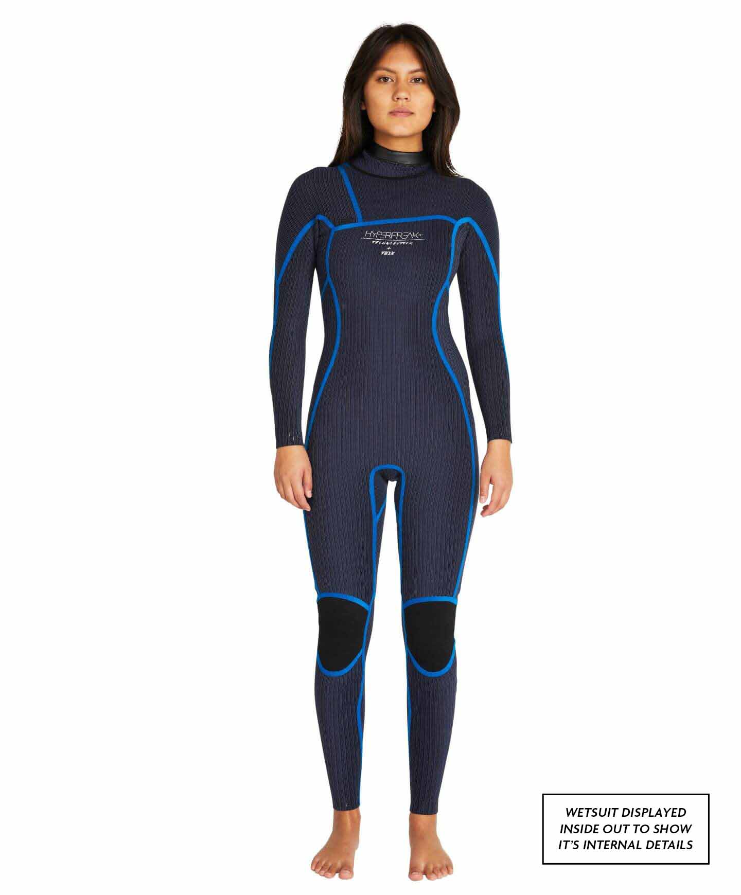 Womens HyperFreak 3/2+ Steamer Chest Zip Wetsuit - Black