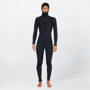 Women's HyperFreak 5.5/4+mm Hooded Steamer Chest Zip Wetsuit - Black