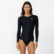 Women's Laney Front Zip Long Sleeve Rash Vest - Black