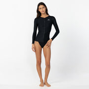 Women's Laney Front Zip Long Sleeve Rash Vest - Black