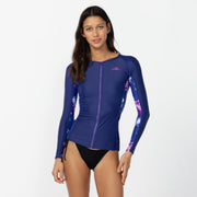 Women's Laney Front Zip Long Sleeve Rash Vest - Horizon Tiedye