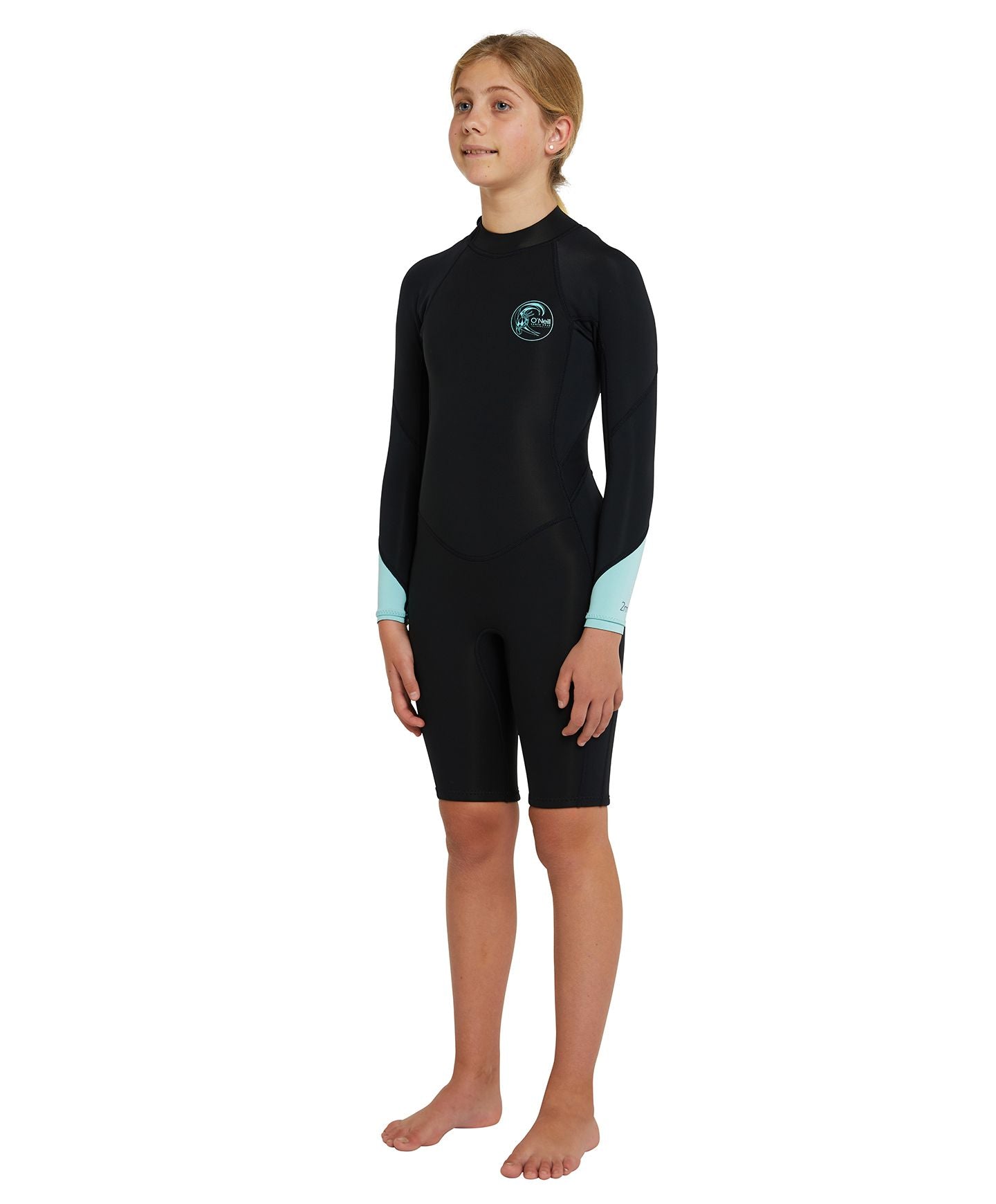 Girl's Bahia 2mm LS Long Spring Suit Wetsuit - Black Aqua