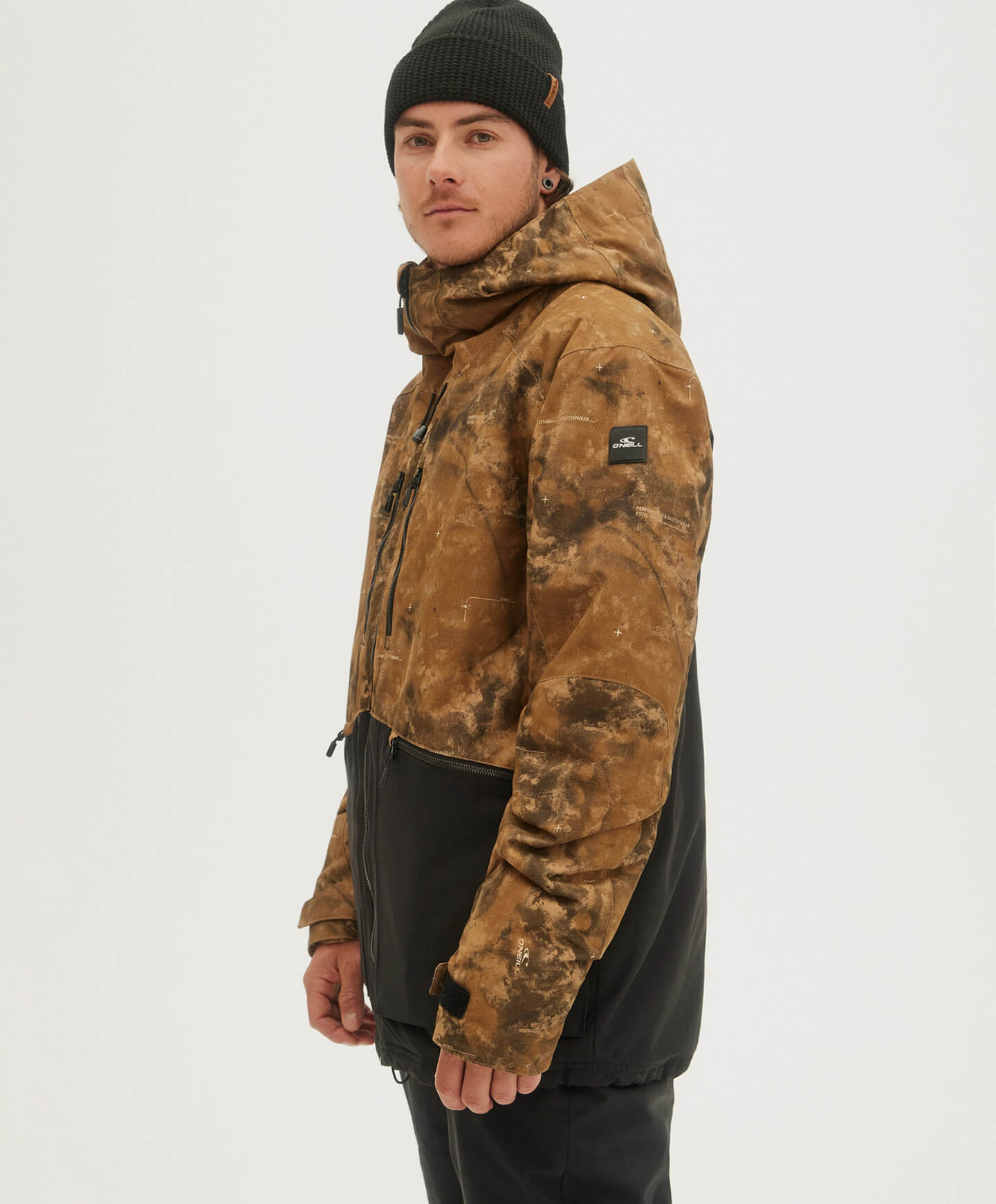 Men's Texture Snow Jacket - Beige AOP