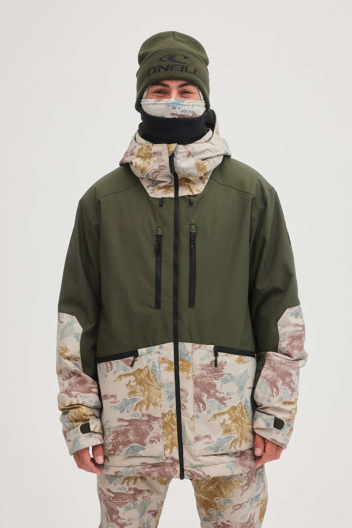 Men's Texture Snow Jacket - Forest Night Colour Block