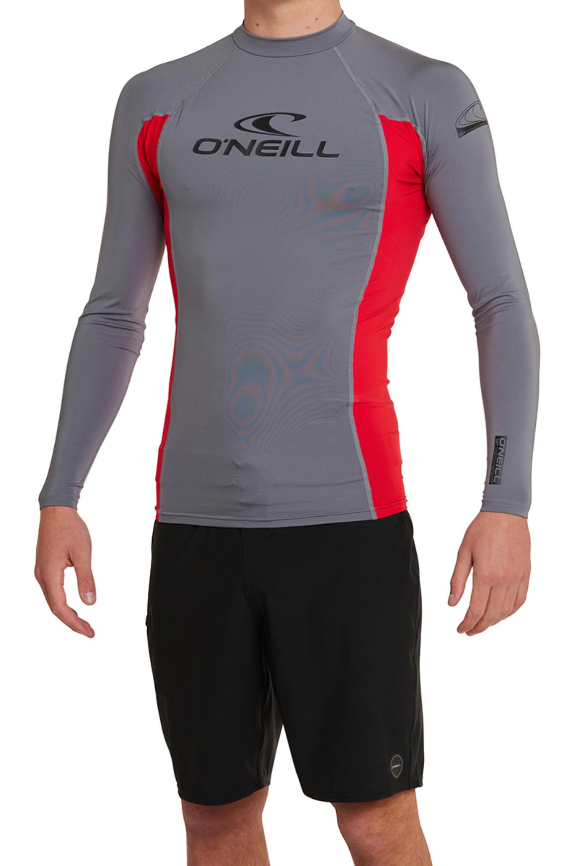 Men's Basic Skins Blocker L/S Rash Guard - Smoke Red