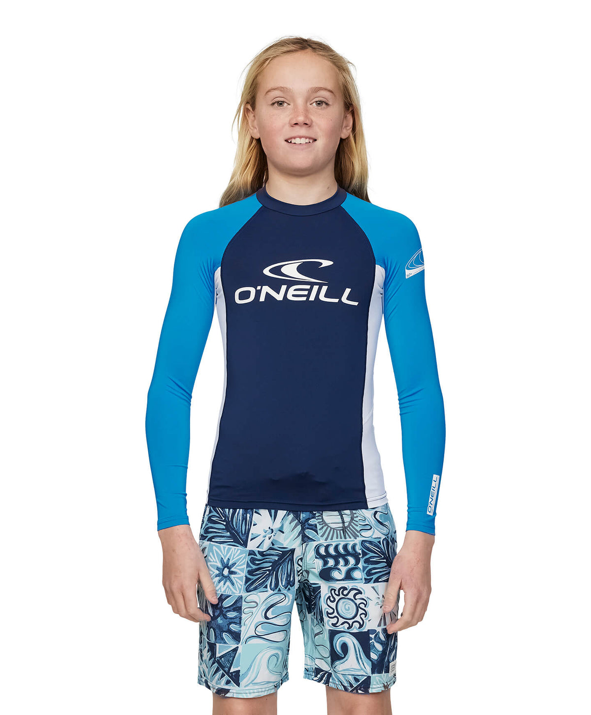 Boys Basic LS Skins Rash Vest - Navy