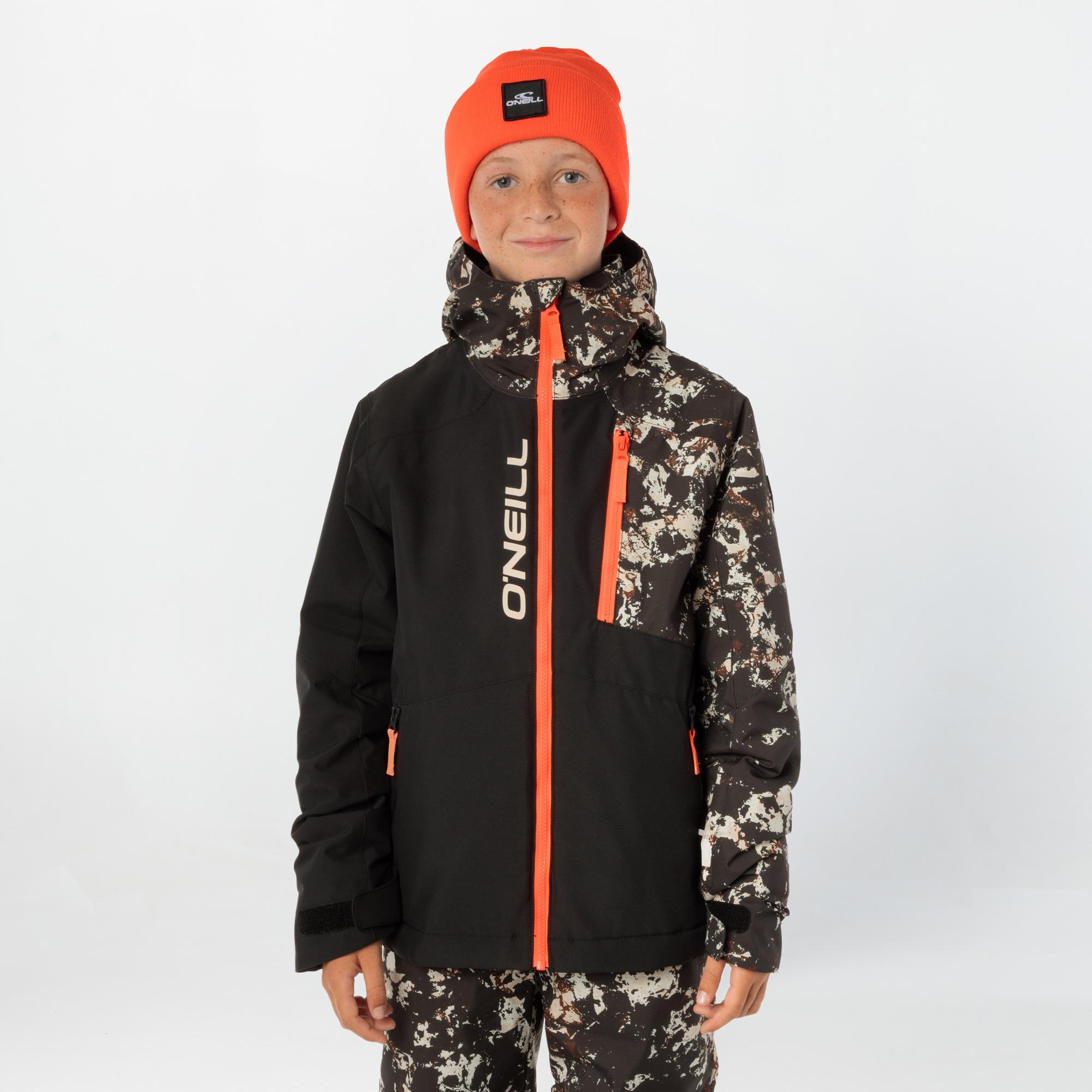 Boy's Cruz Block Snow Jacket - Black Beige Quarry