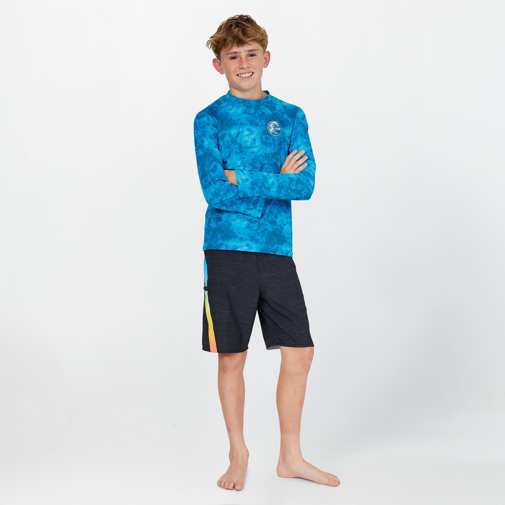 Boy's Dopedye Long Sleeve Rash Vest Tee - Tie Dye Blue