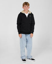 Boys Fifty Two High Pile Lined Zip - Black