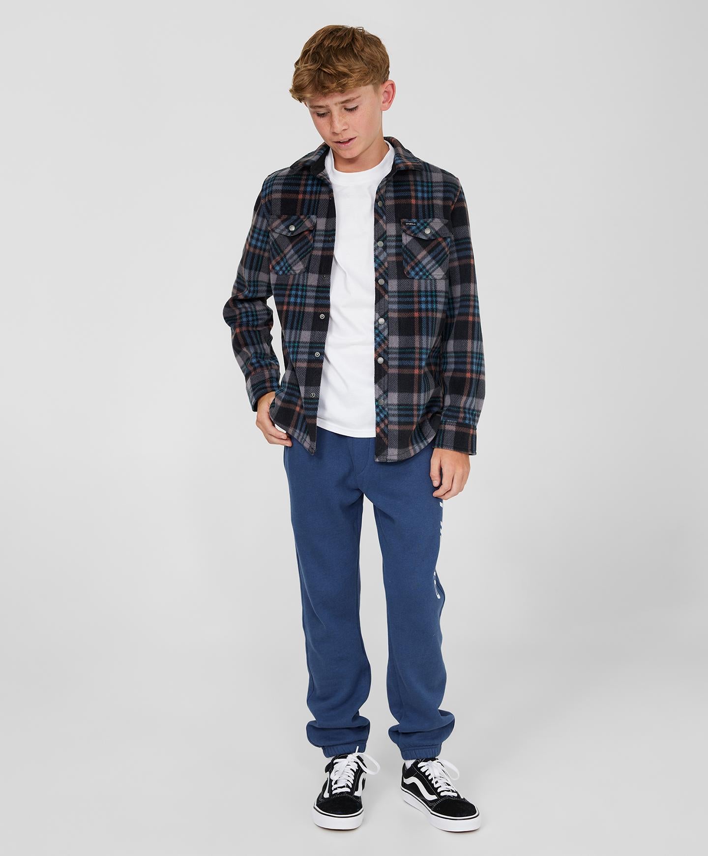 Boys Glacier Plaid Superfleece - Black