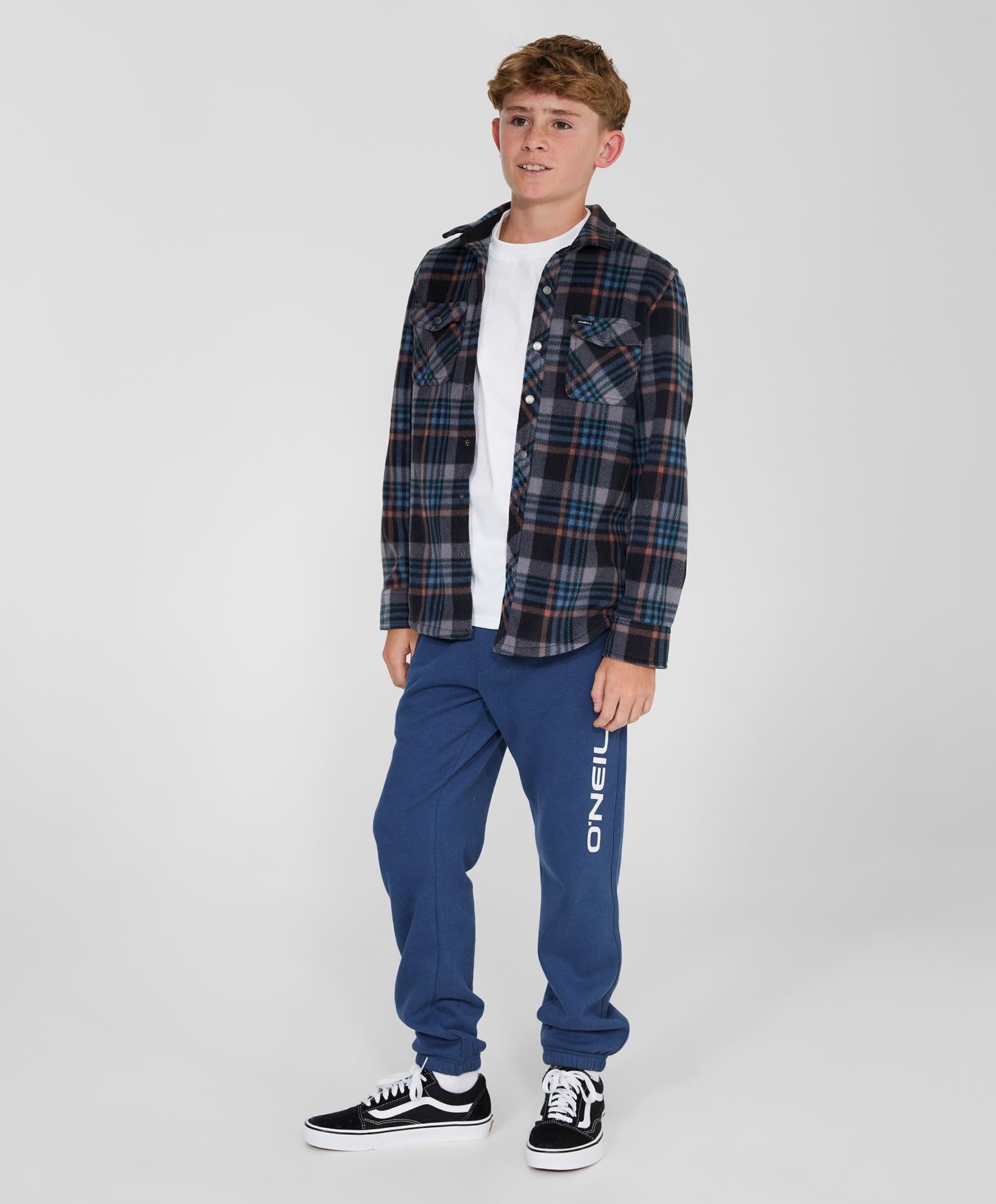 Boys Glacier Plaid Superfleece - Black