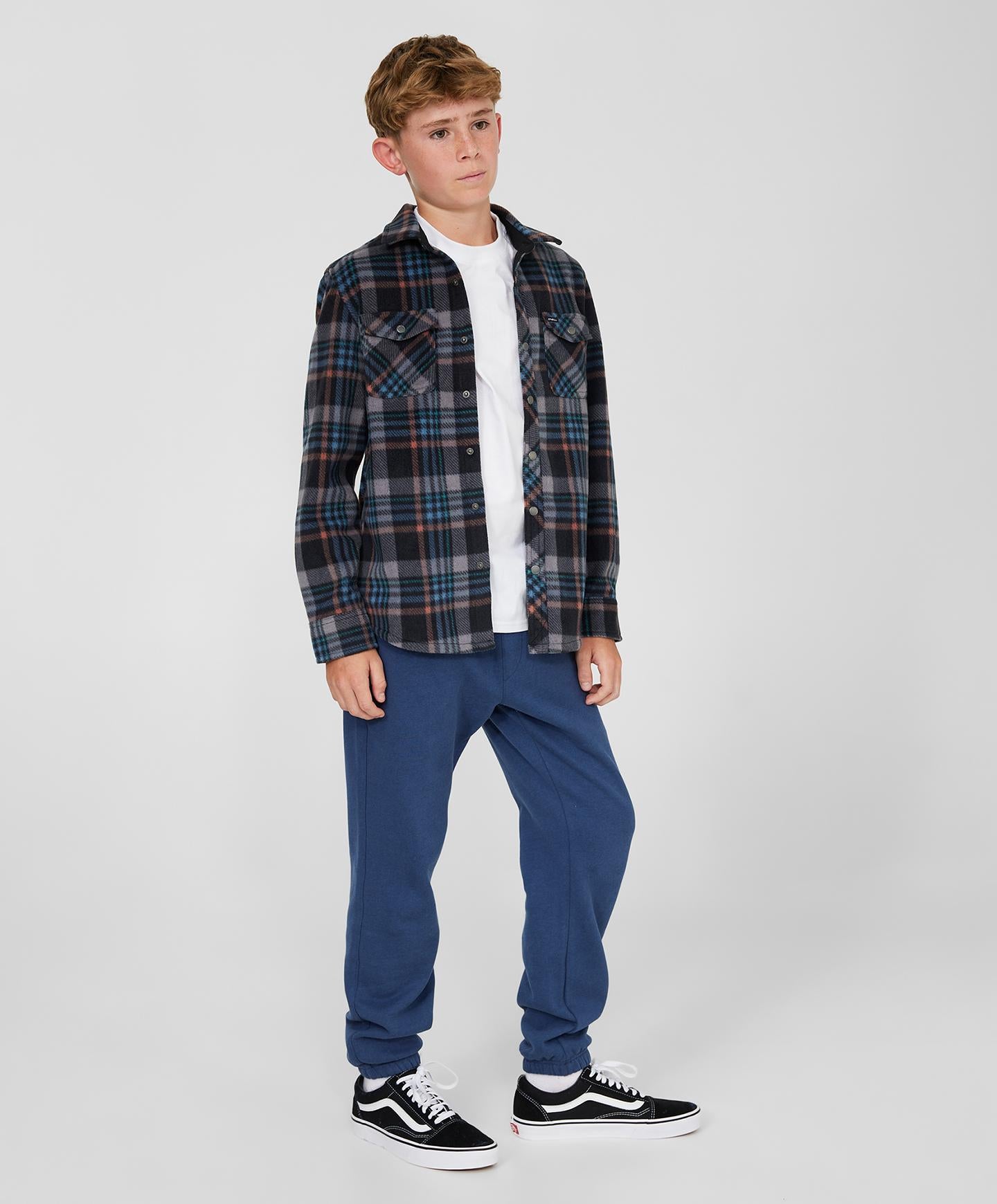 Boys Glacier Plaid Superfleece - Black