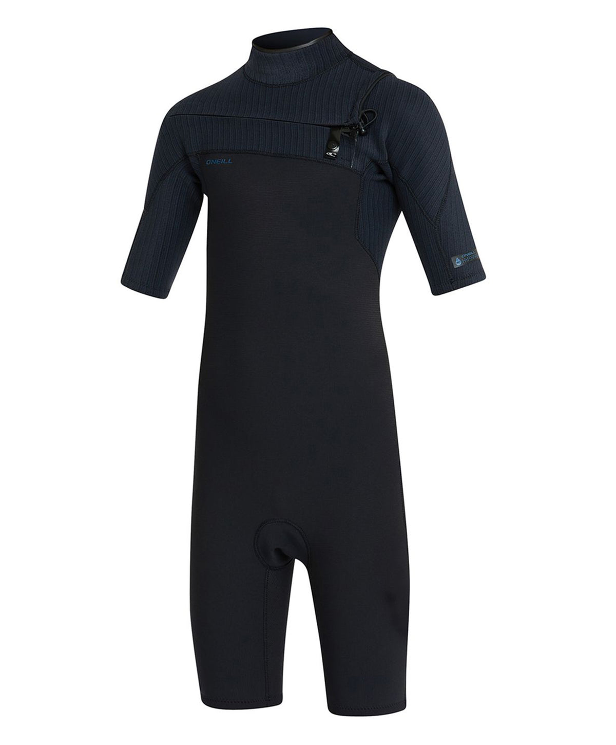 Boy's HyperFreak 2mm Short Sleeve Springsuit Chest Zip Wetsuit - Black