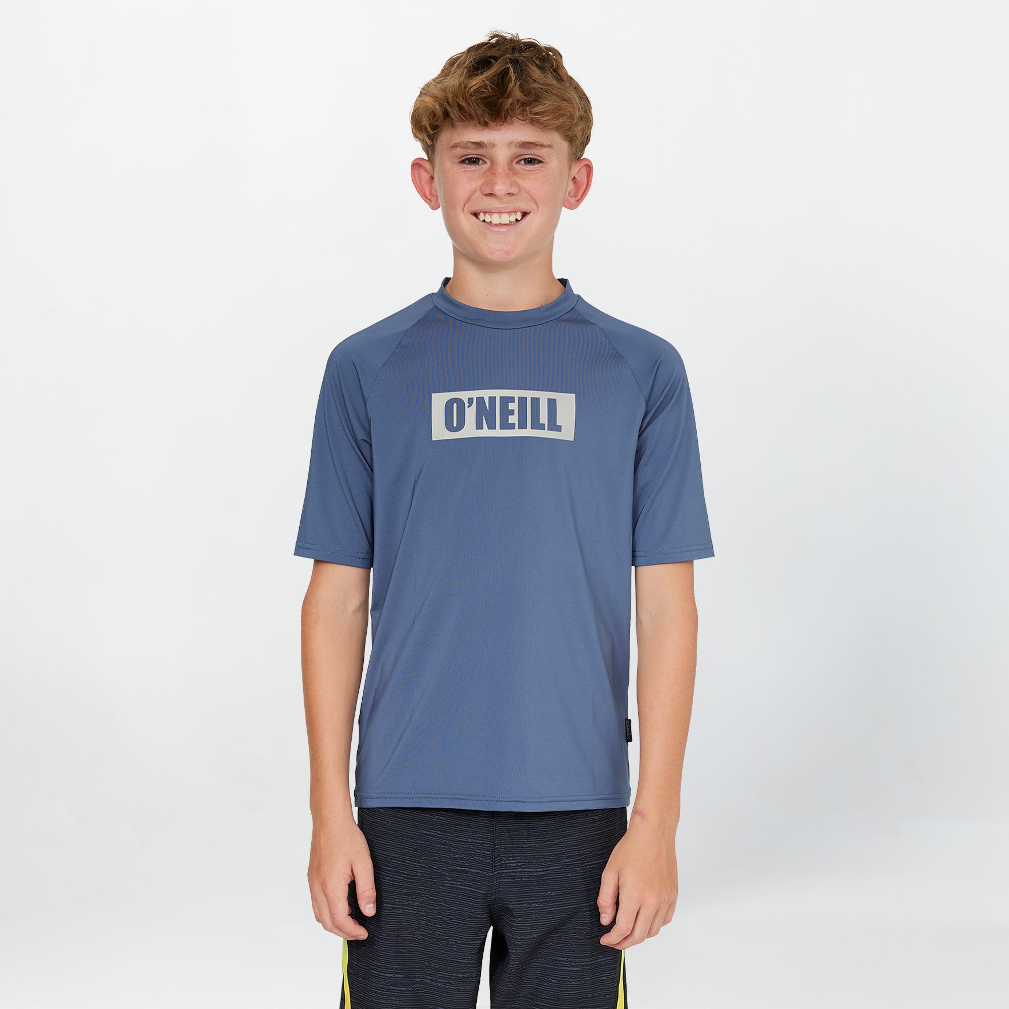 Boy's O'Block Short Sleeve Rash Vest Tee - Vintage Indigo