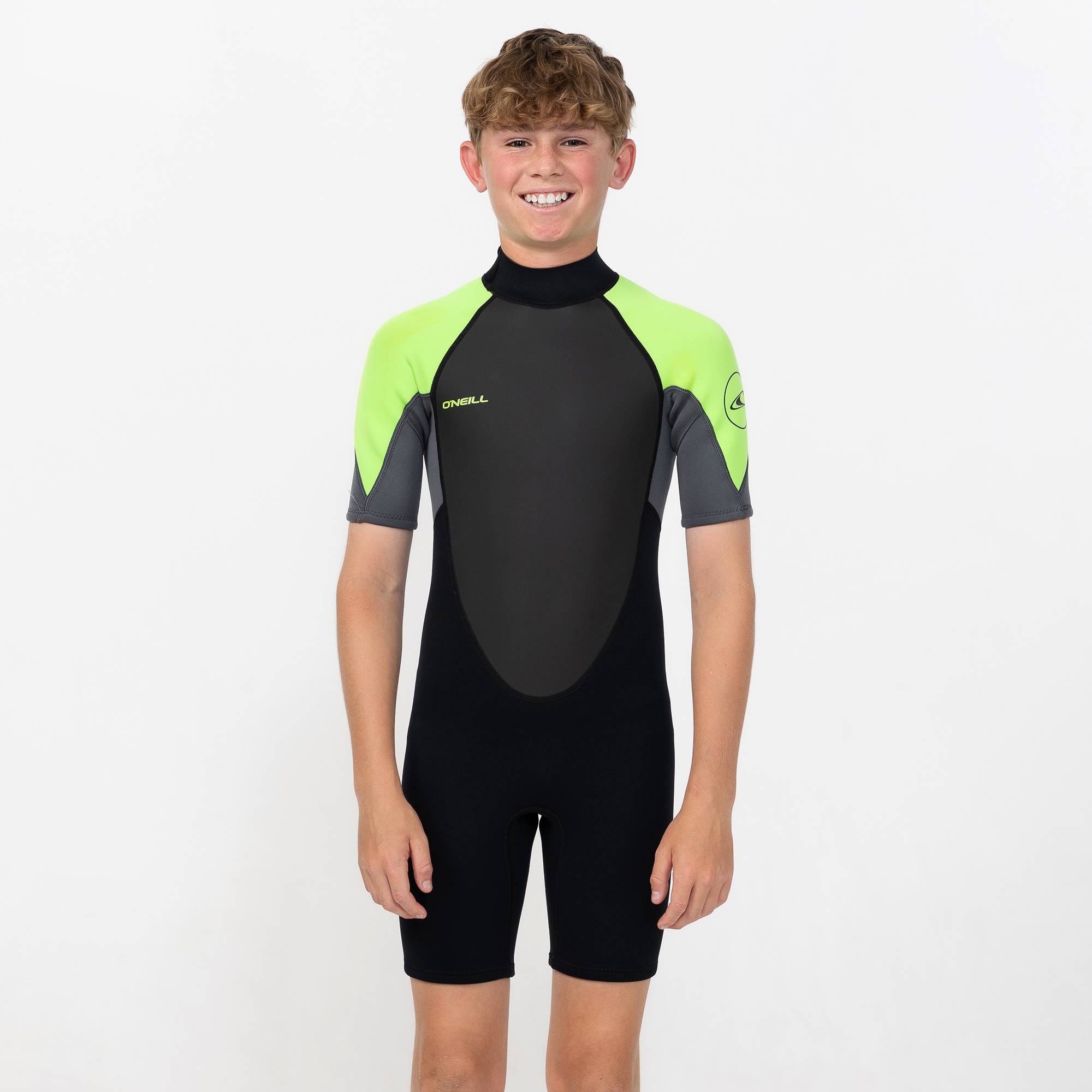 Boy's Reactor 2mm Short Sleeve Spring Suit Back Zip - Lime Black
