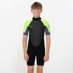 Boys Reactor 2mm Short Sleeve Spring Suit Back Zip - Lime Black
