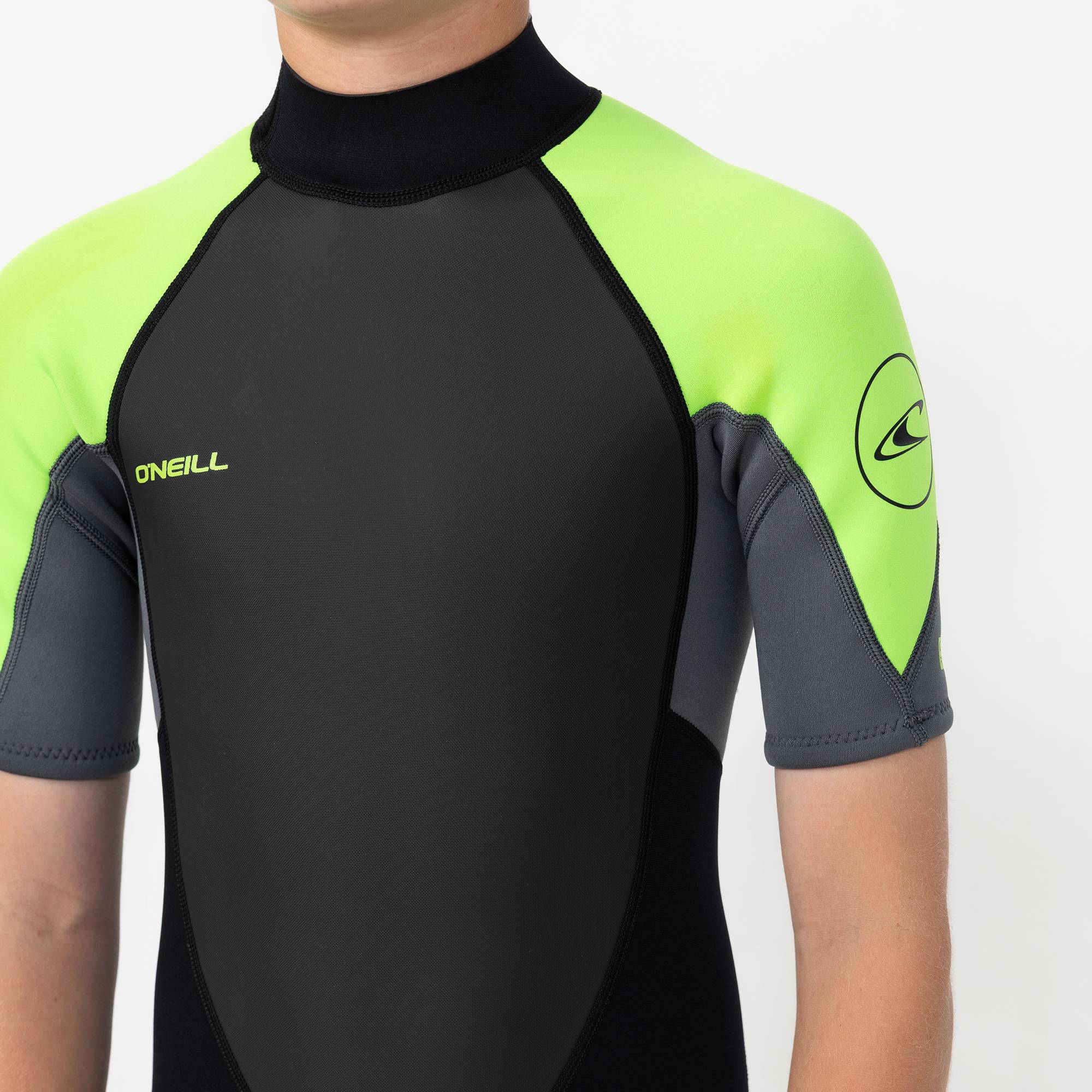 Boy's Reactor 2mm Short Sleeve Spring Suit Back Zip - Lime Black