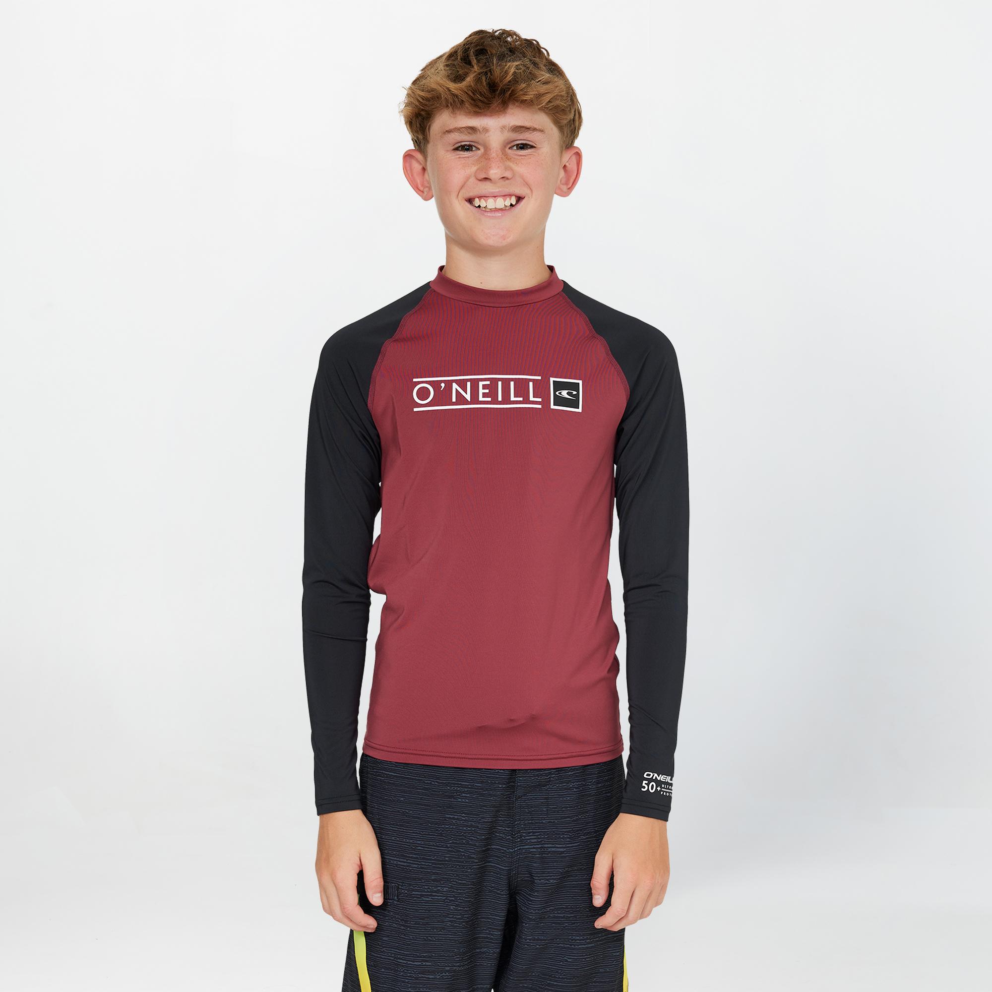 Boy's Reactor Block Long Sleeve Rash Vest - Maroon