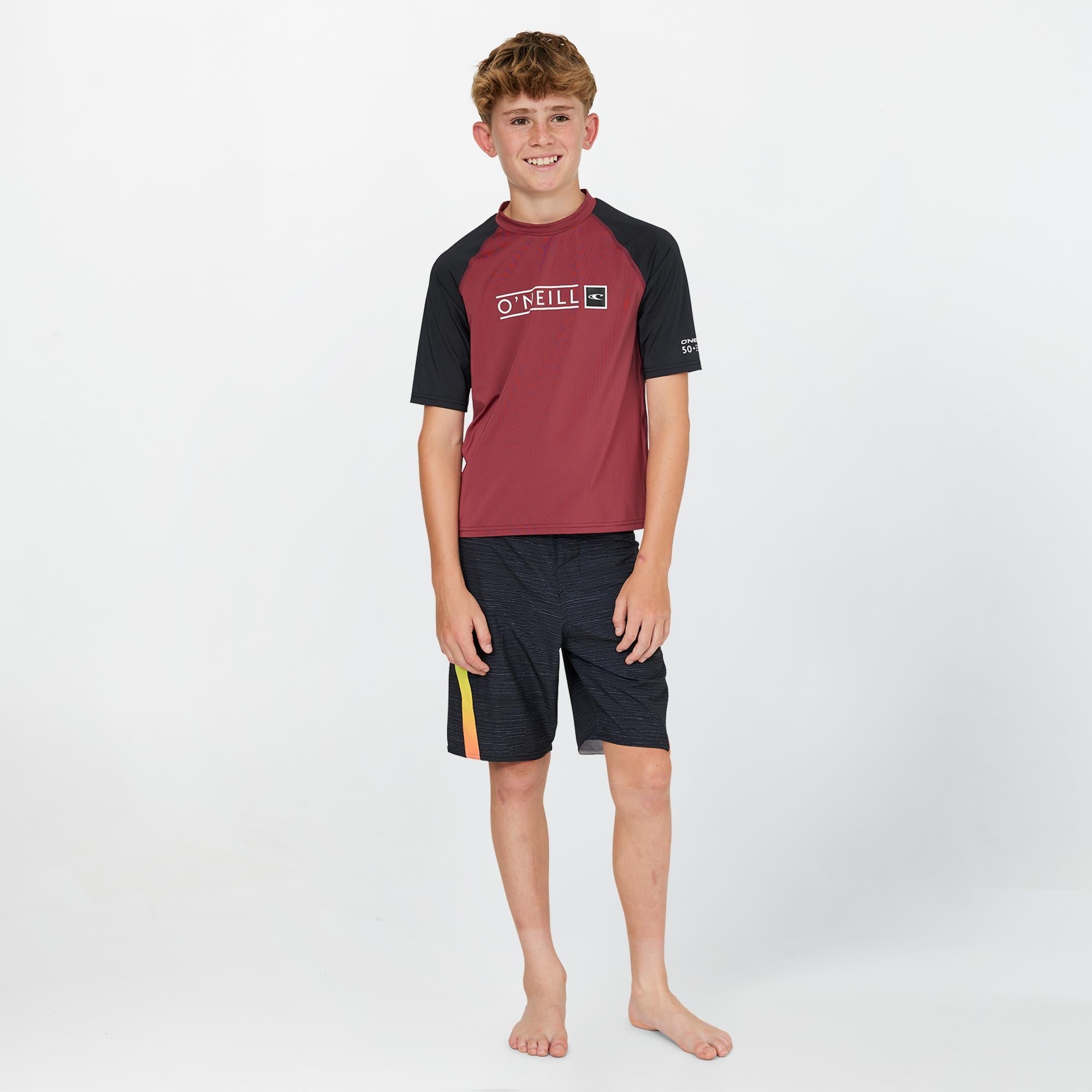 Boy's Reactor Short Sleeve Rash Vest - Maroon