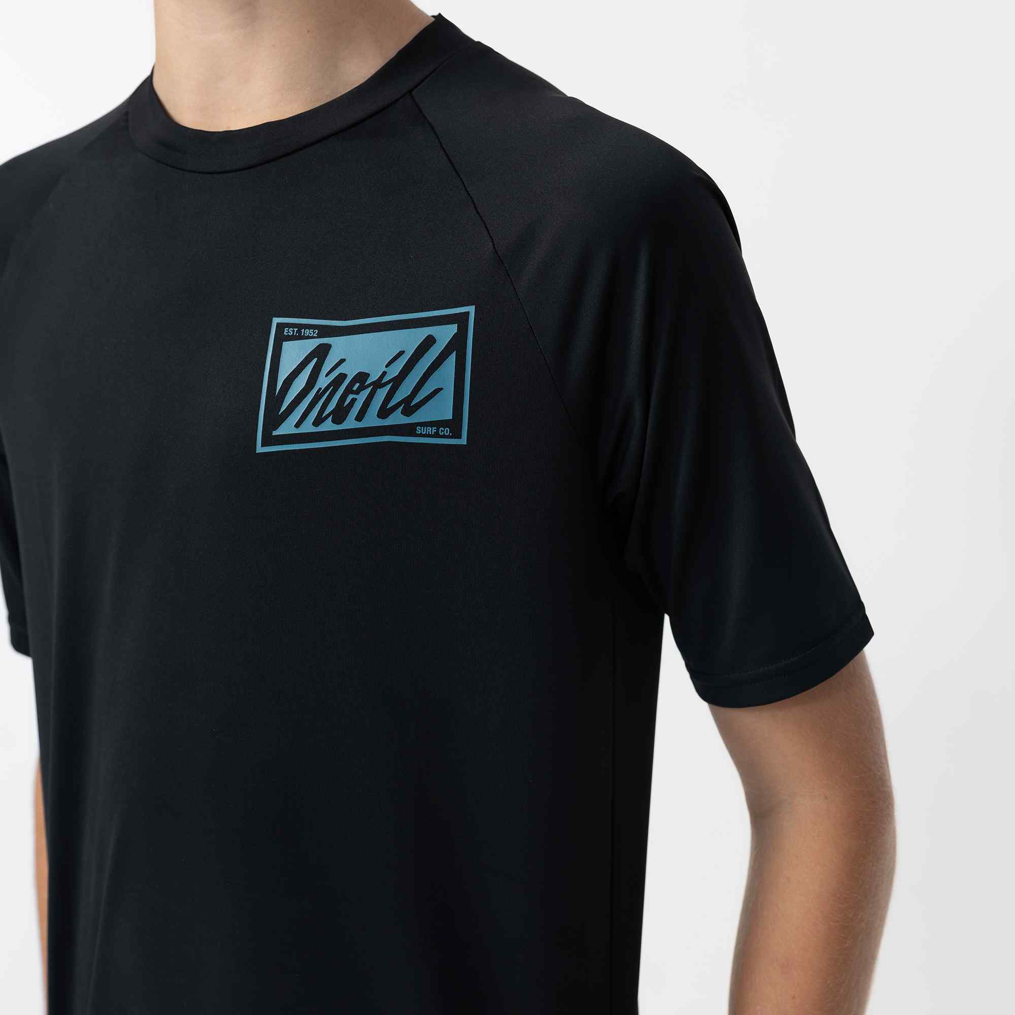 Boy's Skewed Short Sleeve Rash Vest Tee - Black