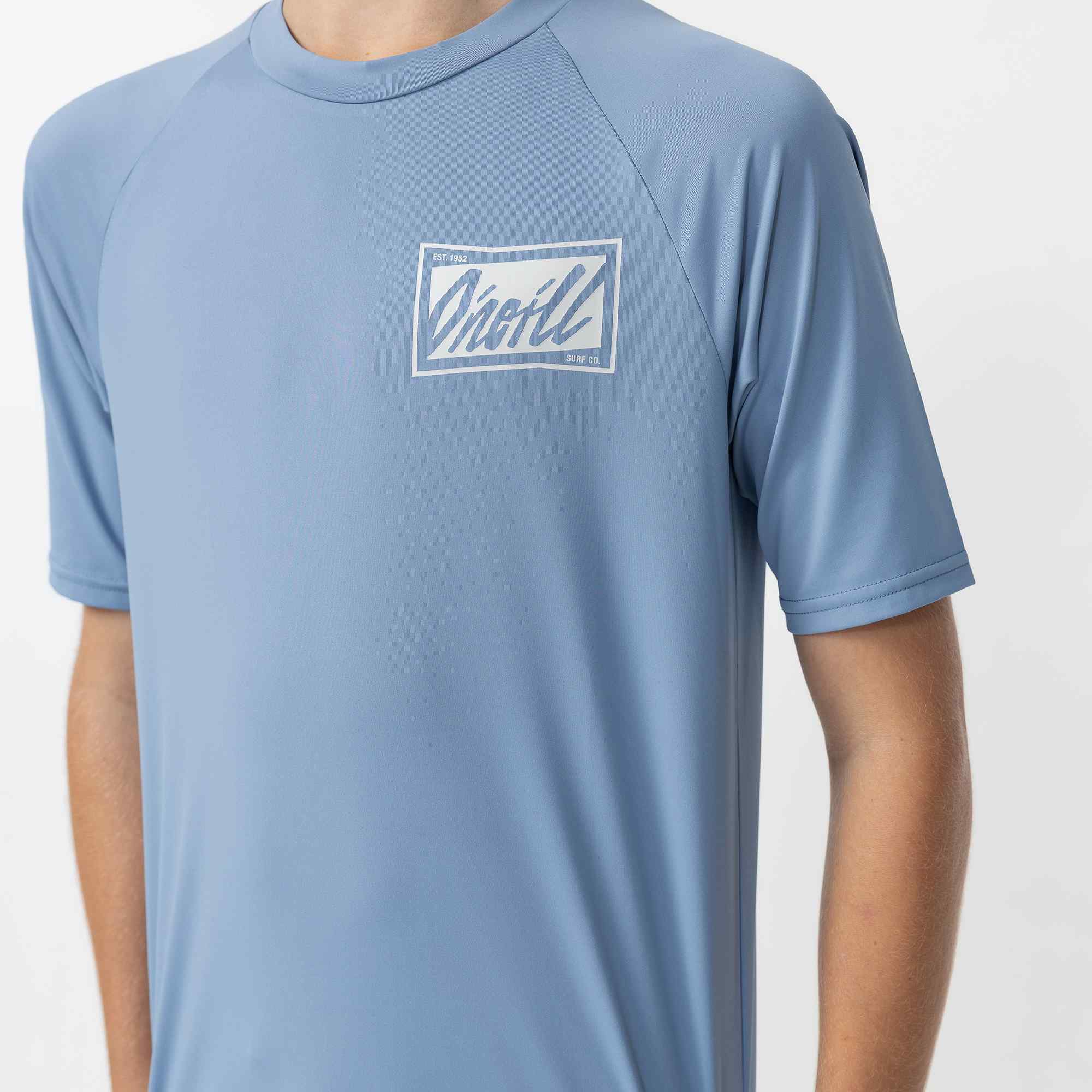 Boy's Skewed Short Sleeve Rash Vest Tee - Faded Denim