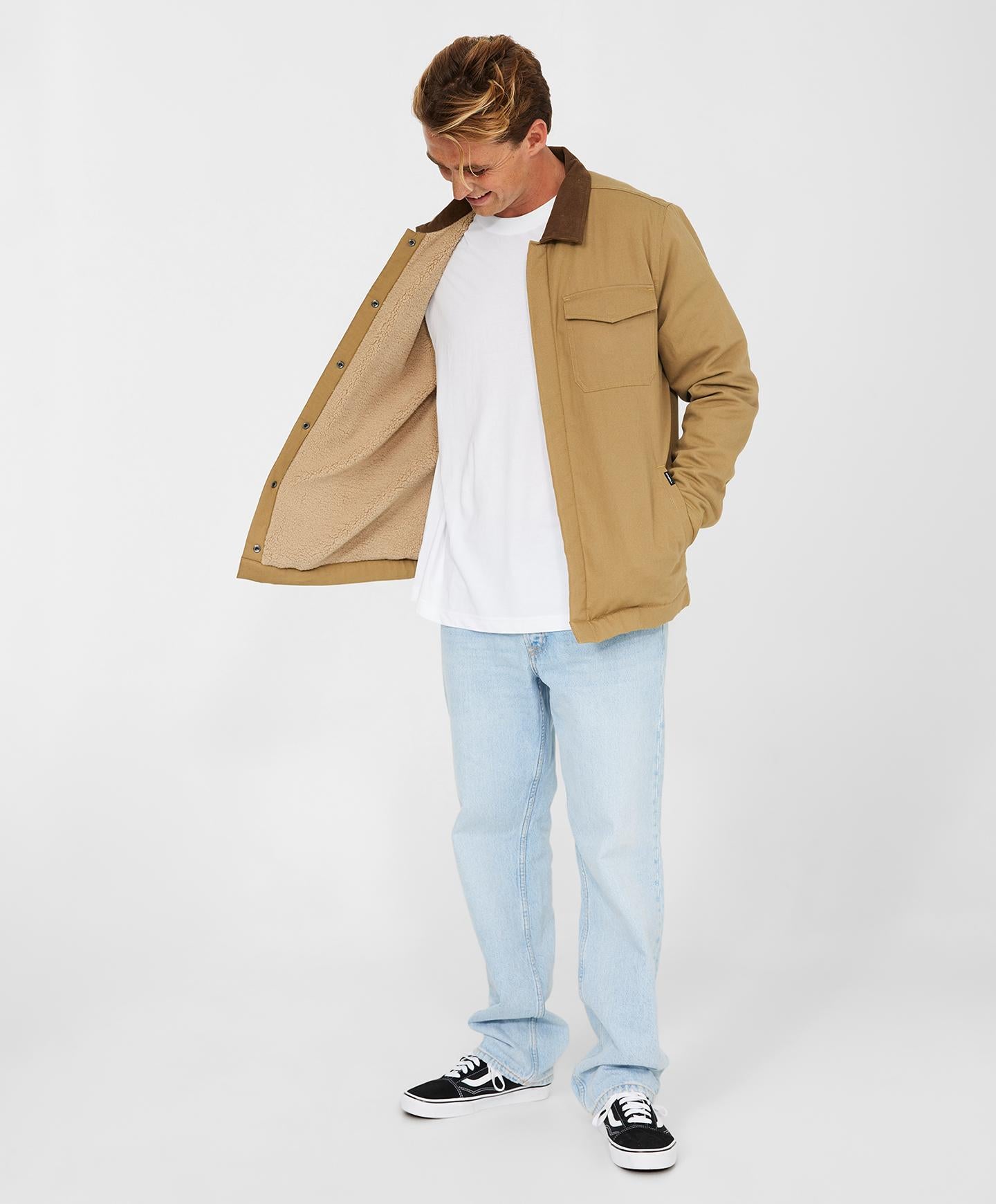 Bronsen High Pile Lined Jacket - Dark Khaki