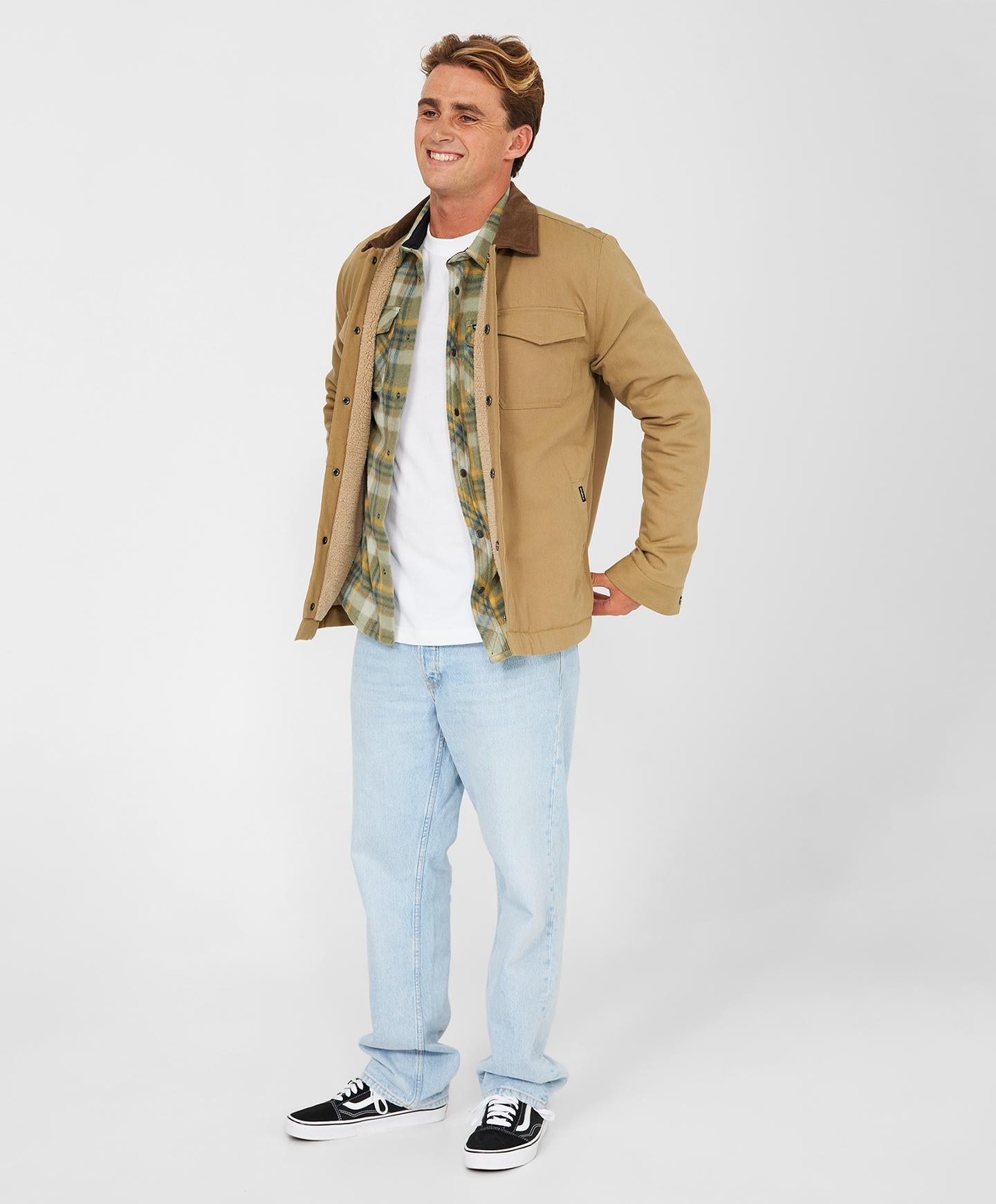 Bronsen High Pile Lined Jacket - Dark Khaki