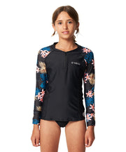 Girl's Bahia 1/4 Zip LS Rash Vest - Balmy Nights