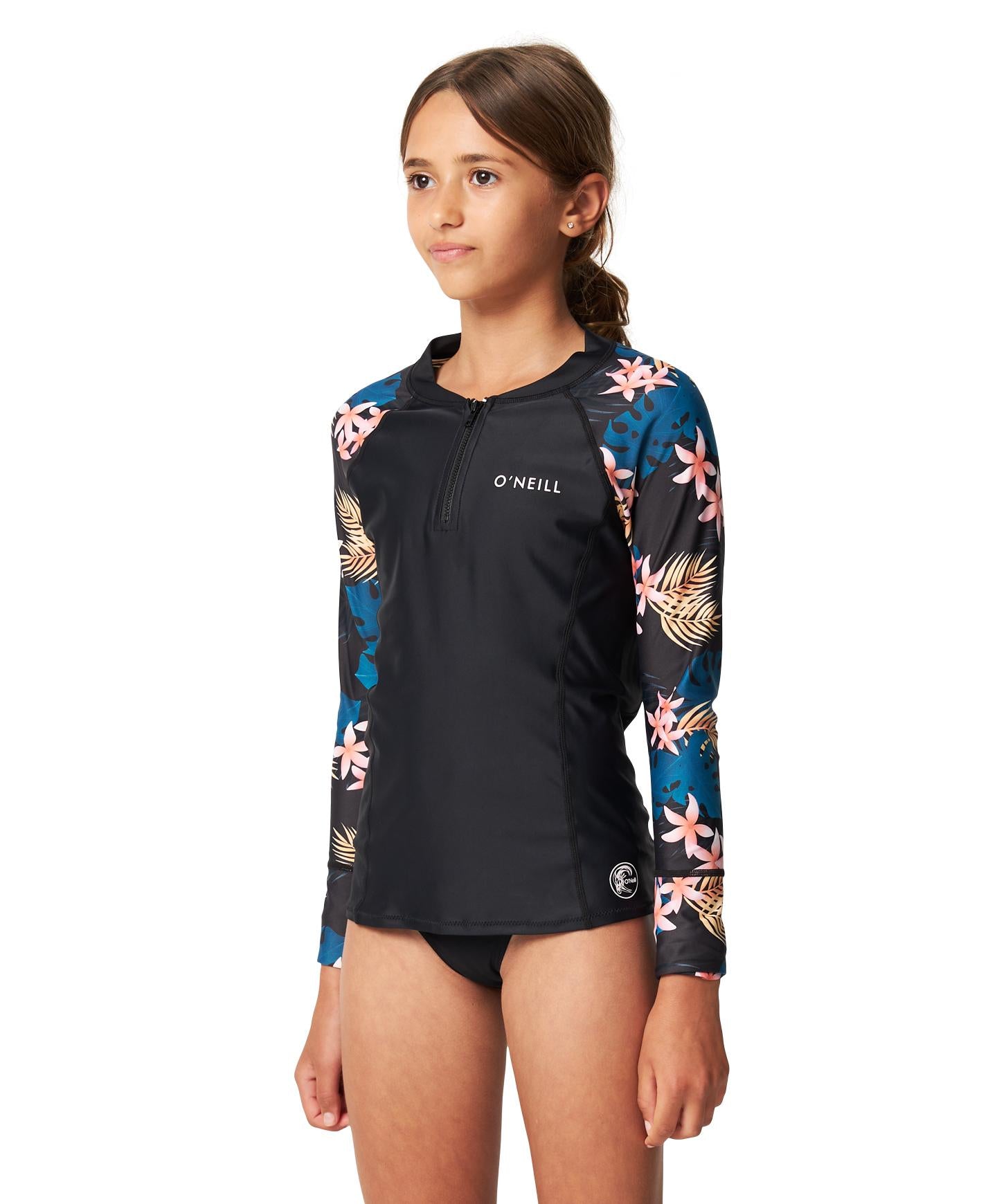 Girl's Bahia 1/4 Zip LS Rash Vest - Balmy Nights