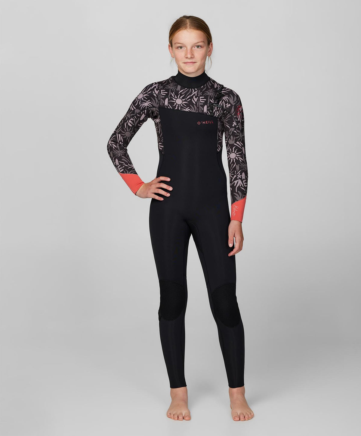 Girl's Bahia 3/2mm Steamer Chest Zip Wetsuit - Follow The Sun