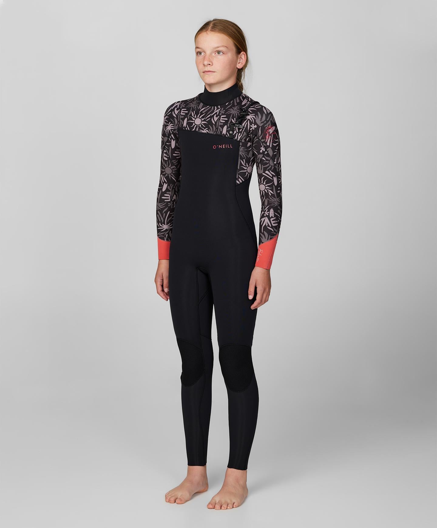 Girl's Bahia 3/2mm Steamer Chest Zip Wetsuit - Follow The Sun