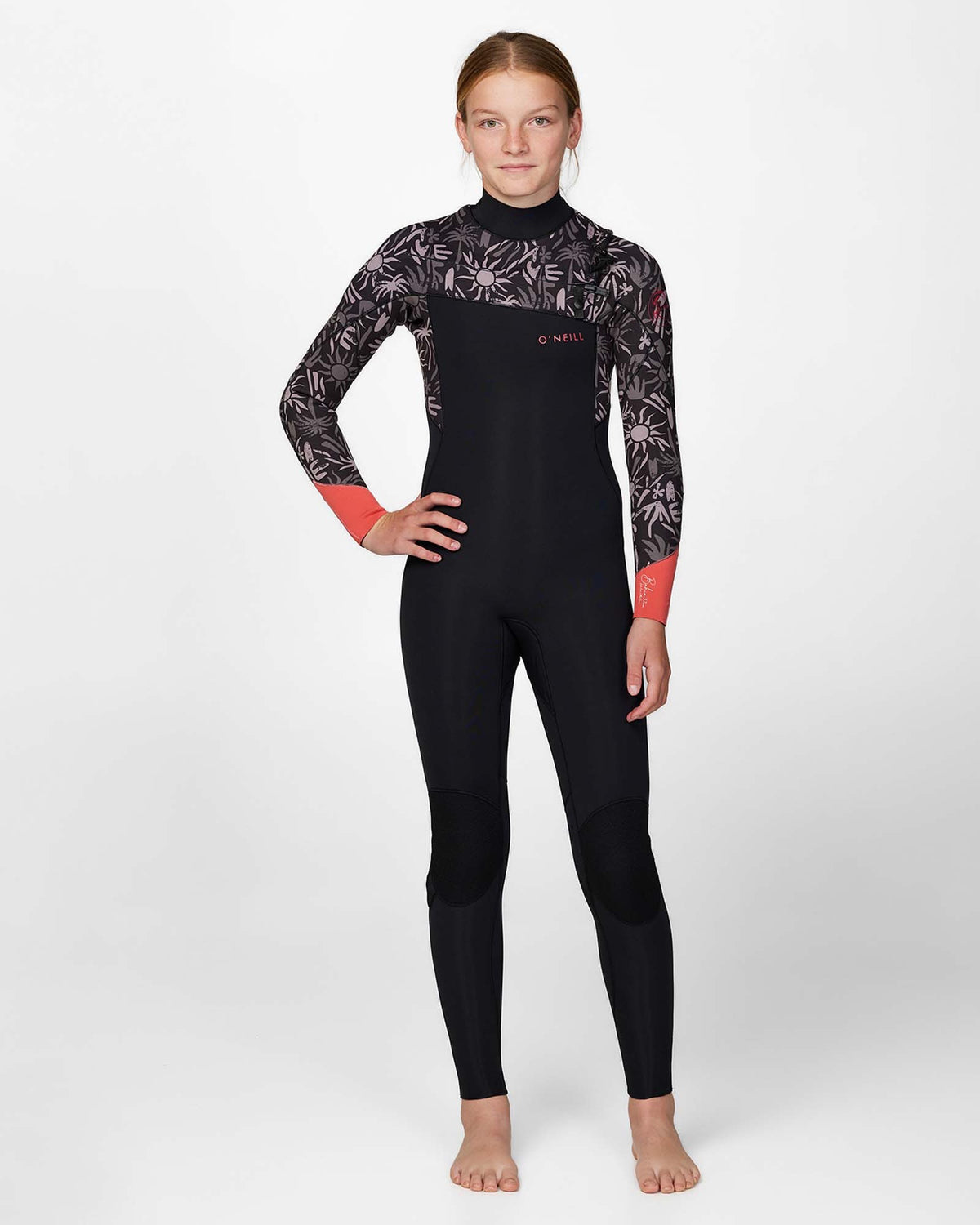 Girl's Bahia 3/2mm Steamer Chest Zip Wetsuit - Follow The Sun