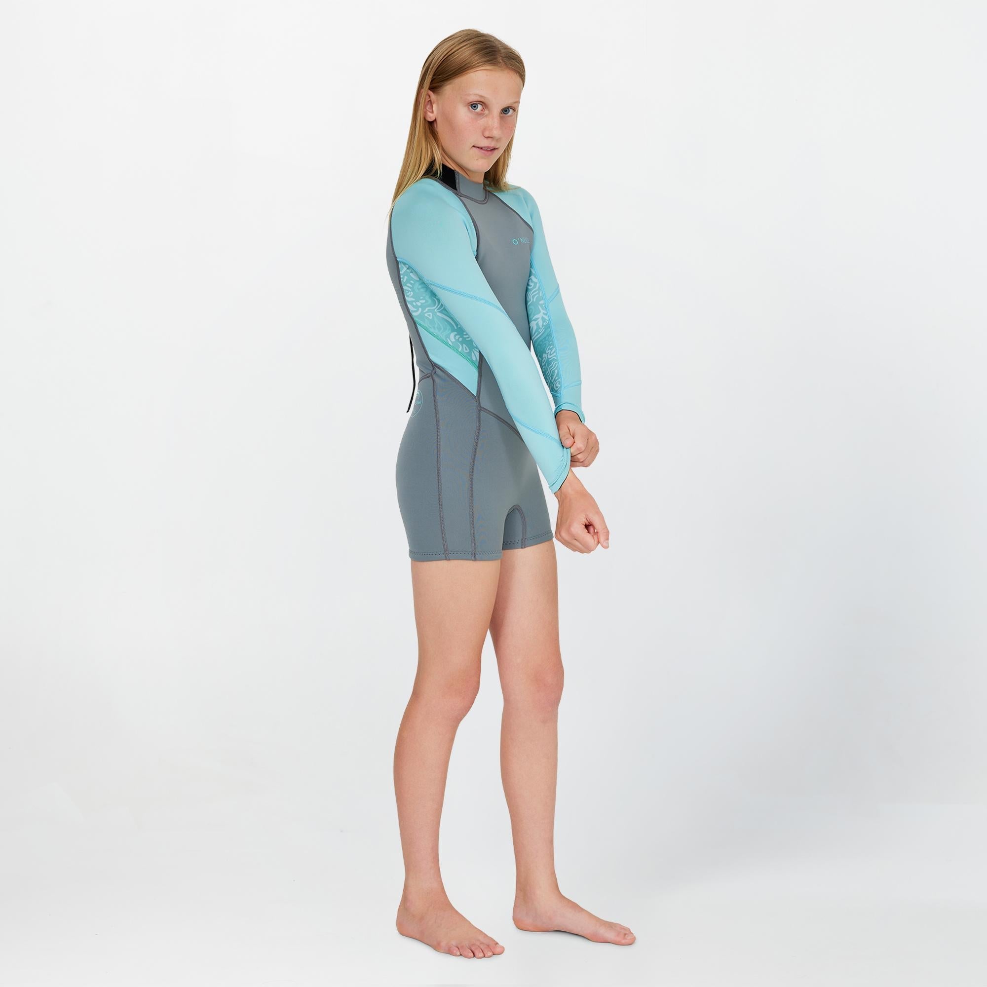 Girl's Bahia 2mm Long Sleeve Mid Spring Suit Back Zip - Tidepool