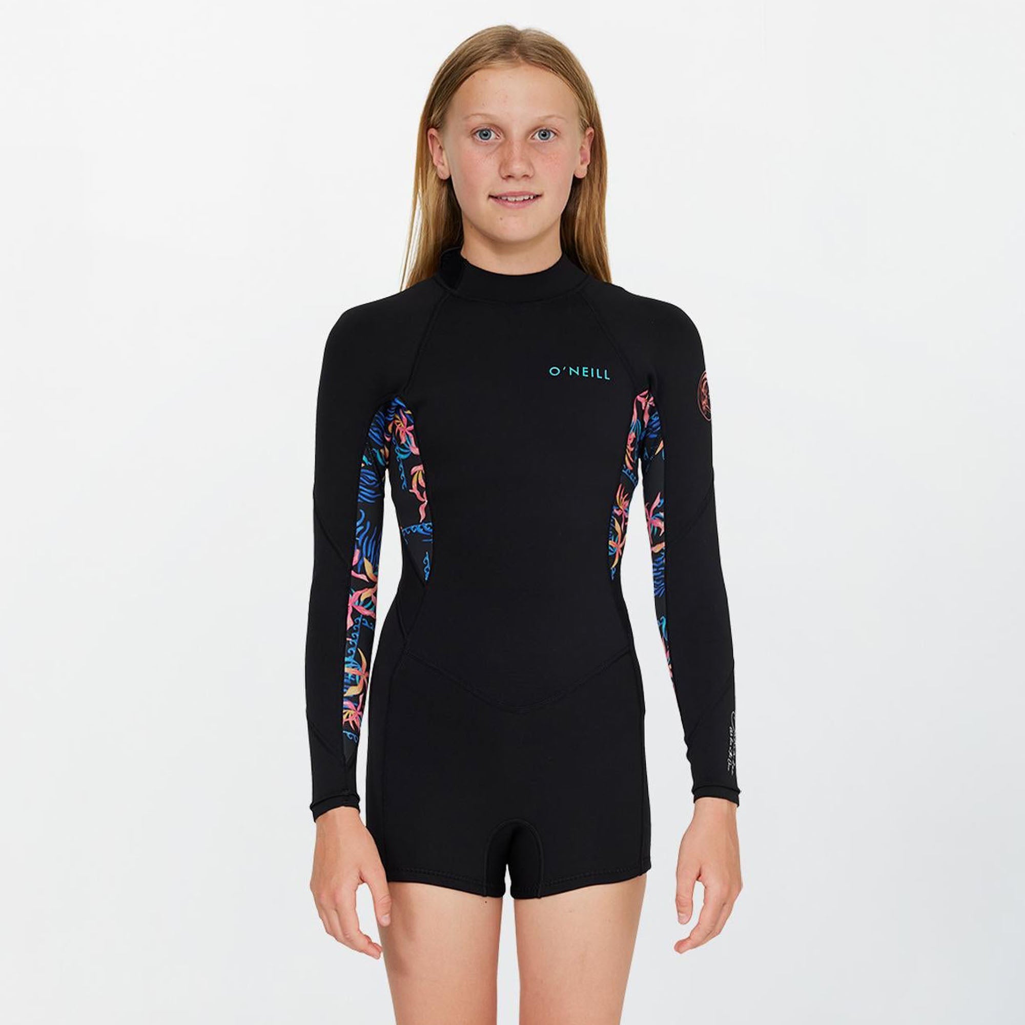 Girl's Bahia 2mm Long Sleeve Mid Spring Suit Back Zip - Tropic Texta