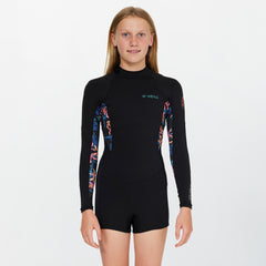 Girls Bahia 2mm Long Sleeve Mid Spring Suit Back Zip - Tropic Texta