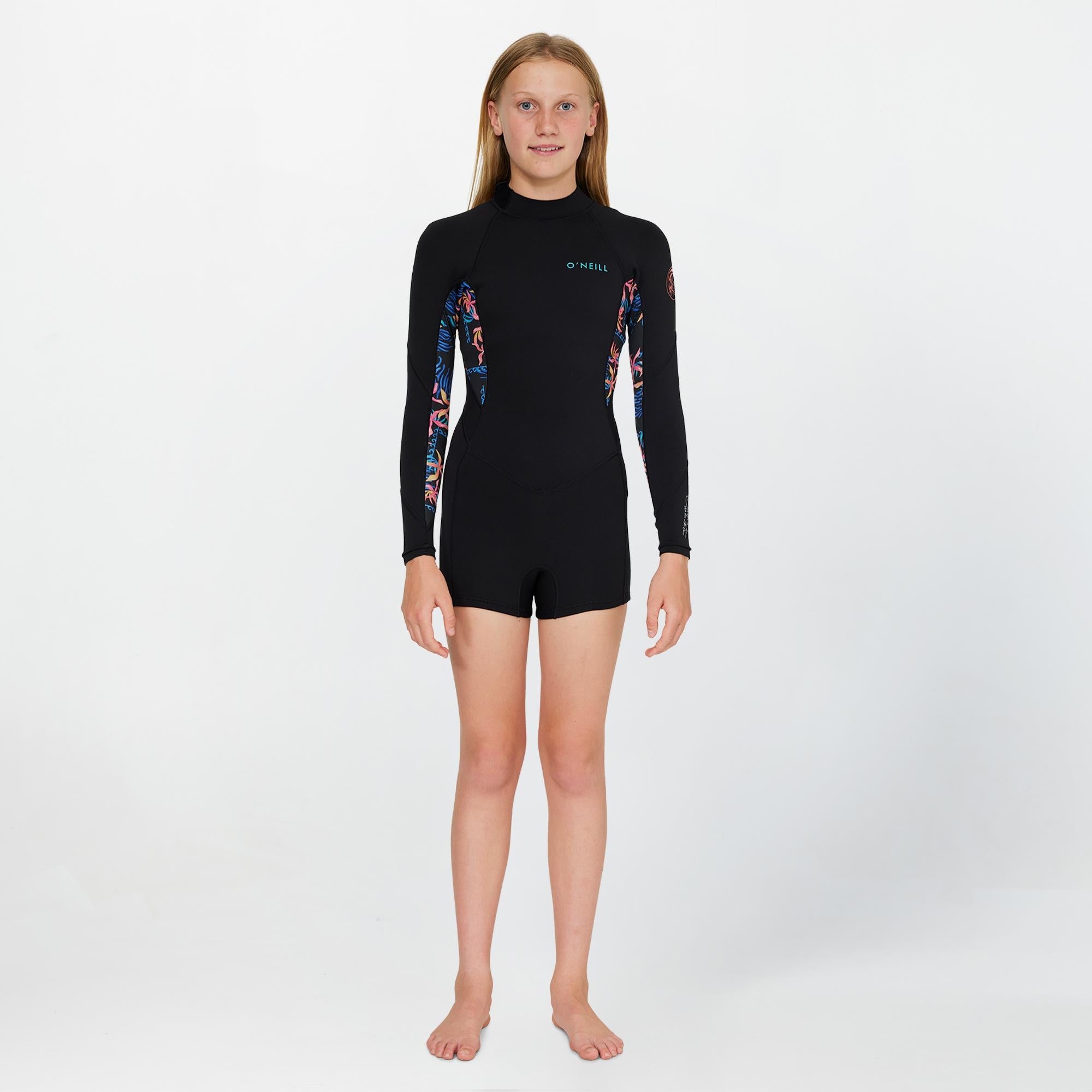 Girl's Bahia 2mm Long Sleeve Mid Spring Suit Back Zip - Tropic Texta